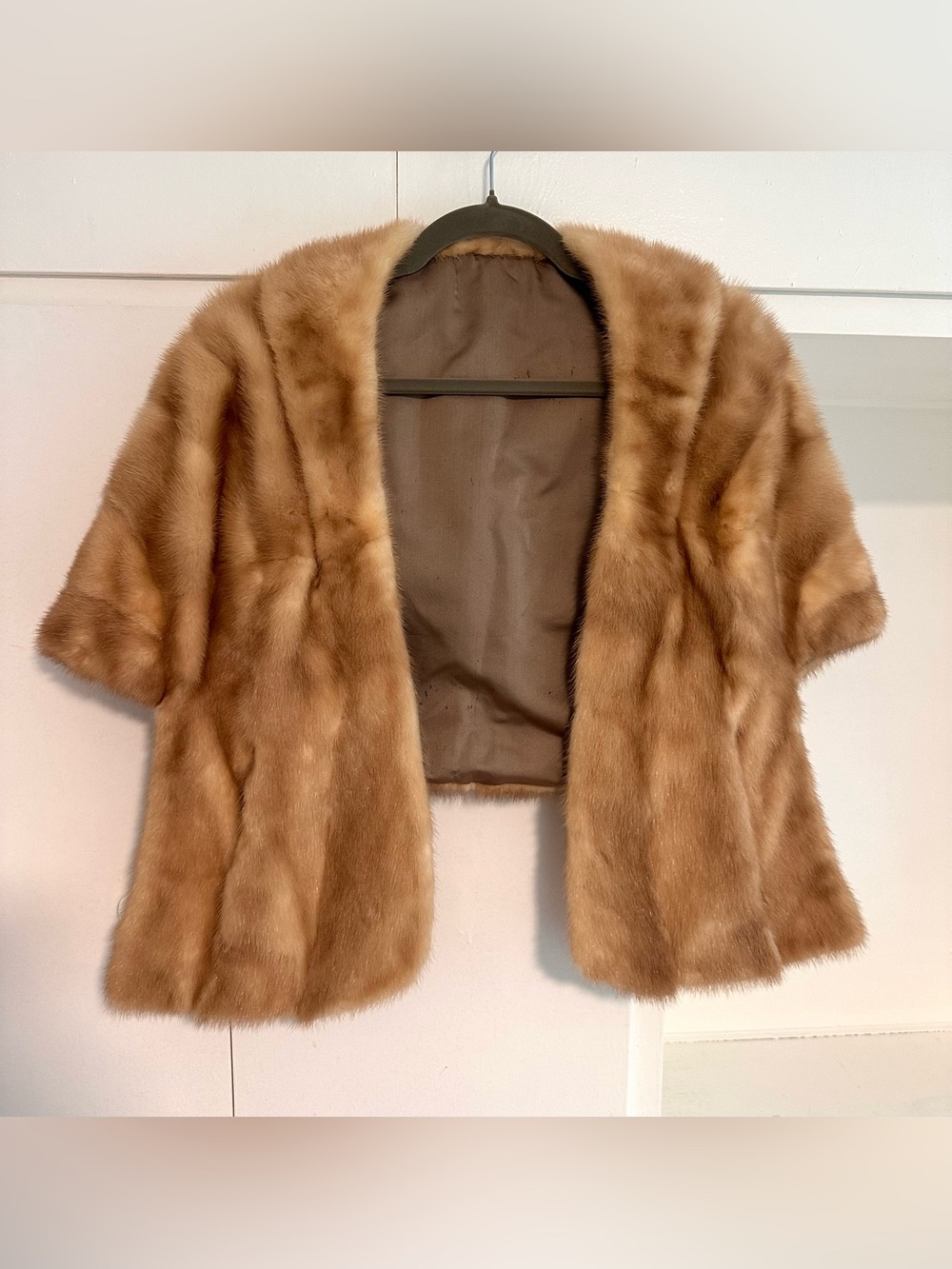 Luxury Vintage Fur Natural Blond Mink Stole Wrap Cape Bolero Formal Bridal Fur